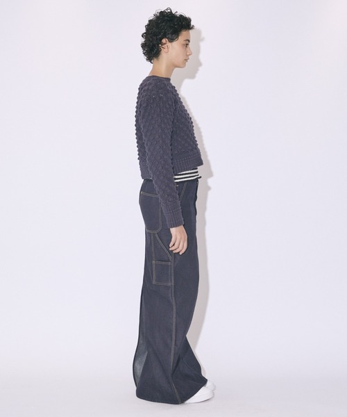 beautiful people(ビューティフルピープル)の「cotton shark skinknitting pullover(ニット/セーター・レディース・ピンク/アイボリー/チャコールグレー・36/38)」の9枚目の写真