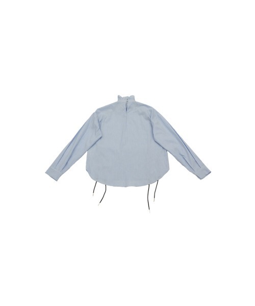 Uenui（ウニュイ）の「レースアップ ラッフルネック シャツ ブラウス フリル ストライプ（シャツ/ブラウス・レディース・ブルー/ブラック・FREE）」の10枚目の写真