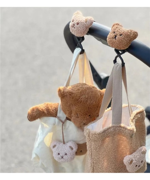 lit.Cy(リットシー)の「テディベア ベビーカーフック 荷物掛け(ベビーカー/ベビーカー用品・レディース・ブラウン/ベージュ/オフホワイト・FREE)」の8枚目の写真