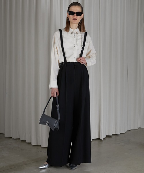 PRANK PROJECT(プランクプロジェクト)の「フックウエストサスペンダーパンツ / Hook Waist Suspender Pants(その他パンツ・レディース・チャコールグレー/ホワイト/ブラック・38/36)」の3枚目の写真