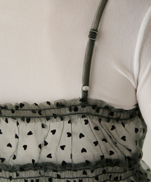 BONLECILL（ボンルシール）の「ハートチュールリボンキャミソールビスチェ（キャミソール・レディース・アイボリー/モカ/ネイビー/ブラック/カーキ・FREE）」の7枚目の写真