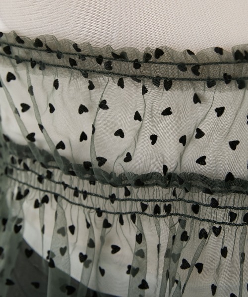 BONLECILL（ボンルシール）の「ハートチュールリボンキャミソールビスチェ（キャミソール・レディース・アイボリー/モカ/ネイビー/ブラック/カーキ・FREE）」の8枚目の写真