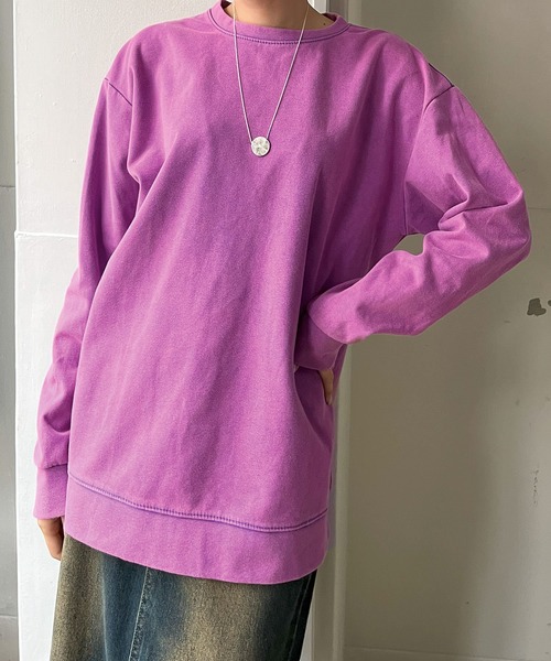 Jewelobe(ジュエローブ)の「ヴィンテージウォッシュ風オーバーサイズTシャツ(Tシャツ/カットソー・レディース・ブルー/ベージュ/パープル/ブラック・FREE)」の13枚目の写真