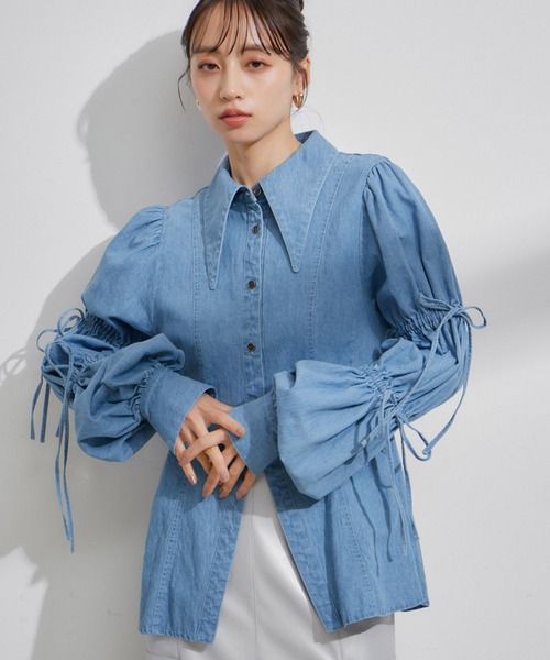 VIS（ビス）の「【洗える】デニムシャツブラウス（シャツ/ブラウス・レディース・サックスブルー/ブルー系その他4・FREE）」の5枚目の写真