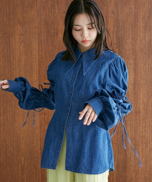 VIS（ビス）の「【洗える】デニムシャツブラウス（シャツ/ブラウス・レディース・サックスブルー/ブルー系その他4・FREE）」の12枚目の写真