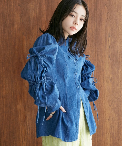 VIS（ビス）の「【洗える】デニムシャツブラウス（シャツ/ブラウス・レディース・サックスブルー/ブルー系その他4・FREE）」の13枚目の写真