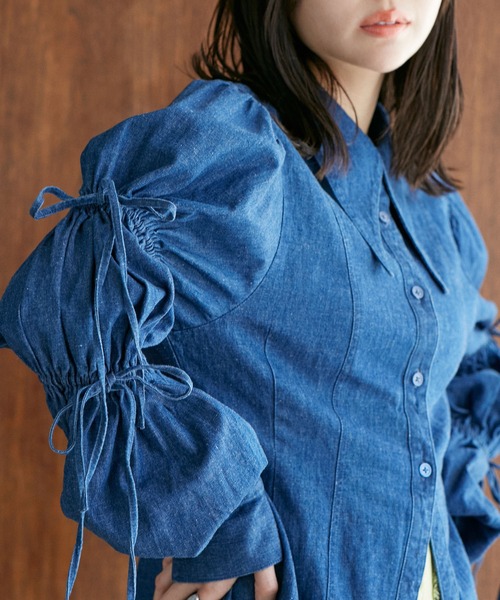 VIS（ビス）の「【洗える】デニムシャツブラウス（シャツ/ブラウス・レディース・サックスブルー/ブルー系その他4・FREE）」の14枚目の写真