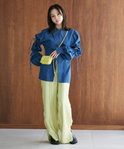 VIS（ビス）の「【洗える】デニムシャツブラウス（シャツ/ブラウス・レディース・サックスブルー/ブルー系その他4・FREE）」の15枚目の写真