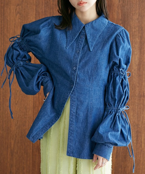 VIS（ビス）の「【洗える】デニムシャツブラウス（シャツ/ブラウス・レディース・サックスブルー/ブルー系その他4・FREE）」の3枚目の写真