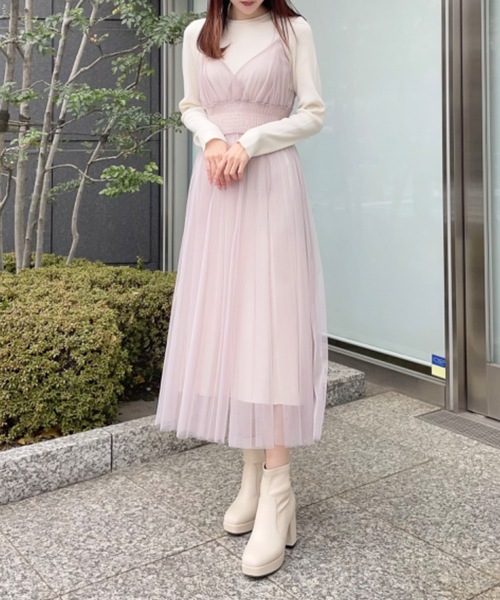 NOMAE（ノーマエ）の「チュールレイヤードキャミワンピース