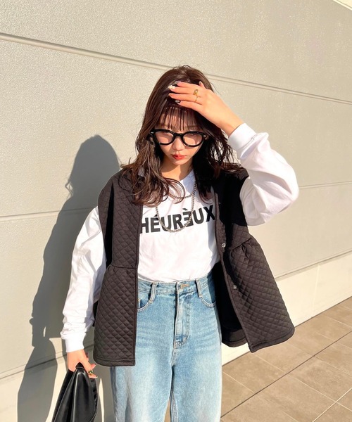 Bonjour Sagan（ボンジュールサガン）の「前後2WAYロゴロンT（Tシャツ/カットソー・レディース・ブラック/グレー/ホワイト・FREE）」の7枚目の写真