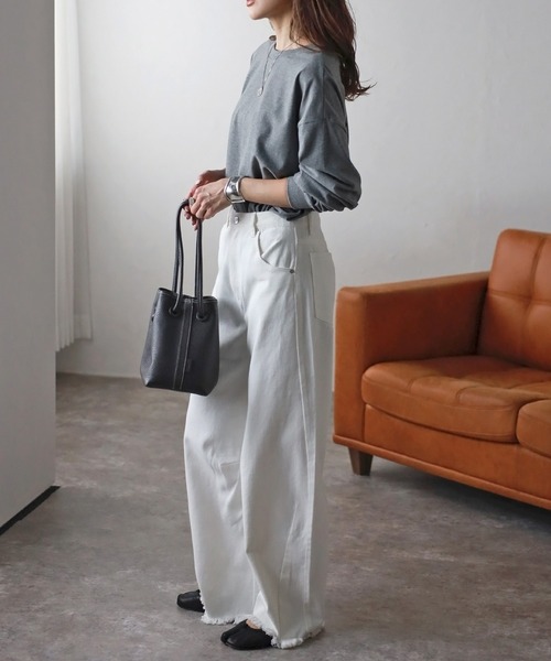 Bonjour Sagan（ボンジュールサガン）の「前後2WAYロゴロンT（Tシャツ/カットソー・レディース・ブラック/グレー/ホワイト・FREE）」の15枚目の写真