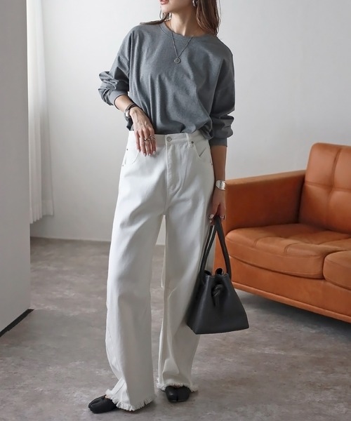 Bonjour Sagan（ボンジュールサガン）の「前後2WAYロゴロンT（Tシャツ/カットソー・レディース・ブラック/グレー/ホワイト・FREE）」の17枚目の写真