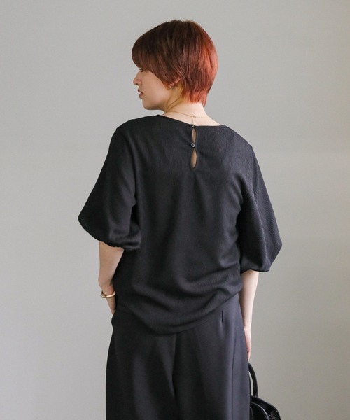 select MOCA(セレクトモカ)の「クラッシュジャガードパフスリーブトップス(Tシャツ/カットソー・レディース・サックスブルー/ブラック/アイボリー・FREE)」の21枚目の写真