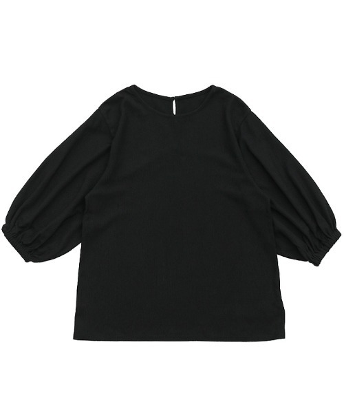 select MOCA(セレクトモカ)の「クラッシュジャガードパフスリーブトップス(Tシャツ/カットソー・レディース・サックスブルー/ブラック/アイボリー・FREE)」の12枚目の写真