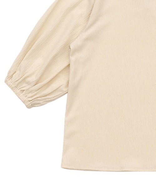 select MOCA(セレクトモカ)の「クラッシュジャガードパフスリーブトップス(Tシャツ/カットソー・レディース・サックスブルー/ブラック/アイボリー・FREE)」の6枚目の写真