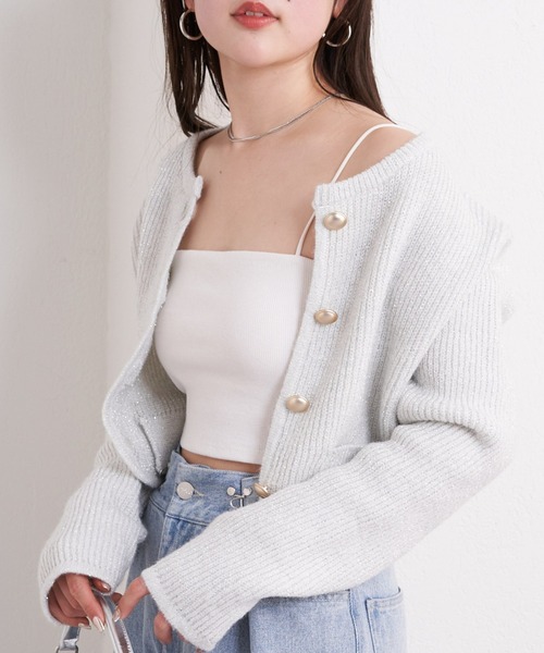 Chico(チコ)の「【2サイズ展開/2024SS】パット付ベアキャミ(キャミソール・レディース・ホワイト系その他2/ブラック/ブラック系その他2/ホワイト・0/1)」の9枚目の写真