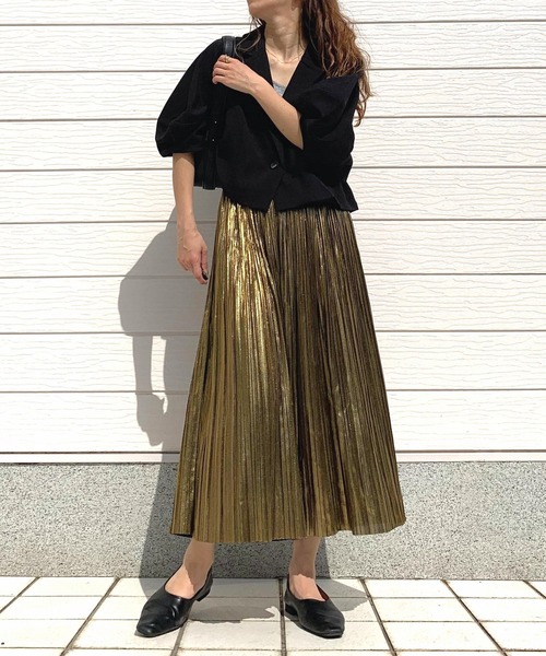 Q（キュー）の「シャイニープリーツスカート（スカート・レディース・ゴールド/シルバー・MEDIUM）」の17枚目の写真