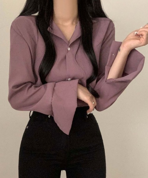 VIVID LADY(ビビッドレディー)の「ボリューム袖シャツブラウス バルーン袖ブラウス 韓国ファッション(シャツ/ブラウス・レディース・イエロー/パープル/ベージュ/スカイブルー/アイボリー/ブラック/ワインレッド・FREE)」の19枚目の写真