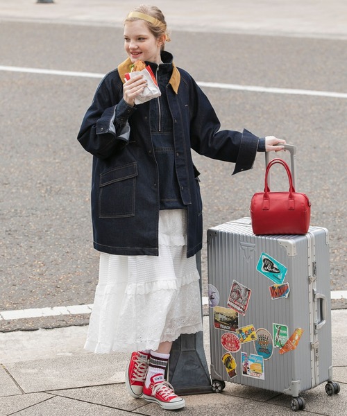 BONLECILL（ボンルシール）の「フリルギャザーレースロングスカート（スカート・レディース・オフホワイト/ブラック・FREE）」の7枚目の写真