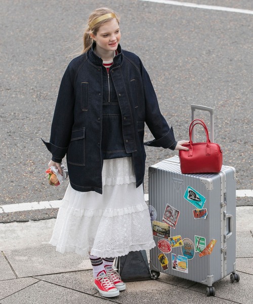 BONLECILL（ボンルシール）の「フリルギャザーレースロングスカート（スカート・レディース・オフホワイト/ブラック・FREE）」の8枚目の写真