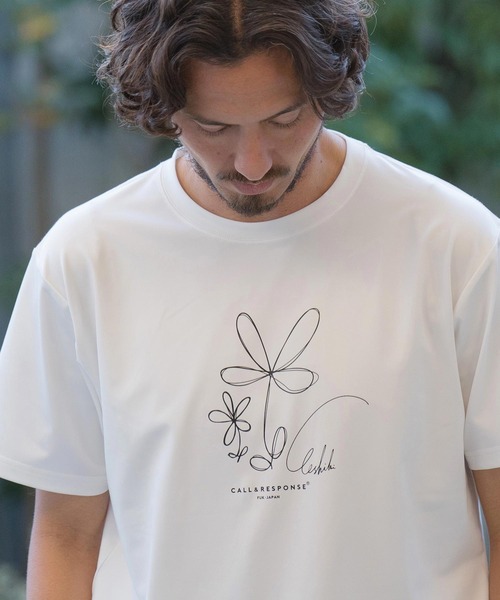 CALL&RESPONSE(コールアンドレスポンス)の「mt8811- ラクガキFLOWER-プリント半袖Tシャツ(Tシャツ/カットソー・メンズ・ホワイト・1/2/4/5)」の1枚目の写真