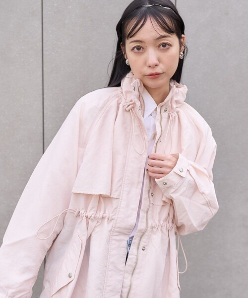 FREAK'S STORE(フリークスストア)の「ナイロンドローコードショートコート(モッズコート・レディース・ブラック/ベージュ/オフホワイト/ピンク・フリ-)」の10枚目の写真