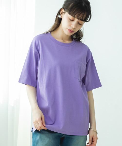 pairmanon(ペアマノン)の「【リンクコーデ】【大人ユニセックス】胸ポケット ビッグシルエット 半袖Tシャツ(Tシャツ/カットソー・レディース・オリーブ/ブラック/パープル/ライトブルー/ホワイト/ブラック系その他/ホワイト系その他/ライトピンク/ライトグリーン/ブルー/ライトベージュ・S/M/L)」の10枚目の写真