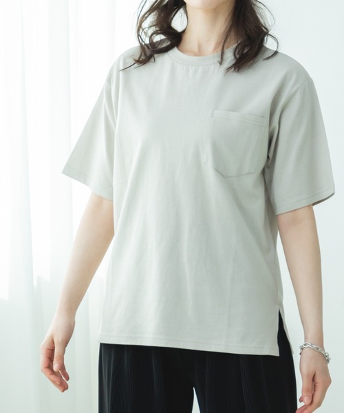 pairmanon(ペアマノン)の「【リンクコーデ】【大人ユニセックス】胸ポケット ビッグシルエット 半袖Tシャツ(Tシャツ/カットソー・レディース・オリーブ/ブラック/パープル/ライトブルー/ホワイト/ブラック系その他/ホワイト系その他/ライトピンク/ライトグリーン/ブルー/ライトベージュ・S/M/L)」の6枚目の写真