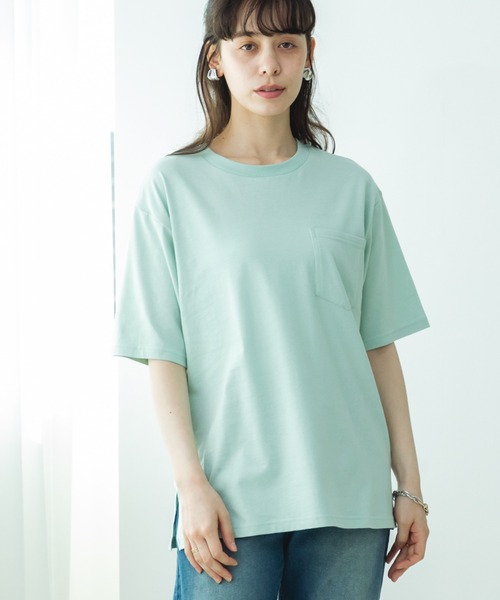 pairmanon(ペアマノン)の「【リンクコーデ】【大人ユニセックス】胸ポケット ビッグシルエット 半袖Tシャツ(Tシャツ/カットソー・レディース・オリーブ/ブラック/パープル/ライトブルー/ホワイト/ブラック系その他/ホワイト系その他/ライトピンク/ライトグリーン/ブルー/ライトベージュ・S/M/L)」の1枚目の写真
