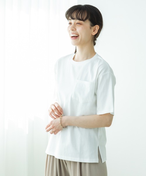 pairmanon(ペアマノン)の「【リンクコーデ】【大人ユニセックス】胸ポケット ビッグシルエット 半袖Tシャツ(Tシャツ/カットソー・レディース・オリーブ/ブラック/パープル/ライトブルー/ホワイト/ブラック系その他/ホワイト系その他/ライトピンク/ライトグリーン/ブルー/ライトベージュ・S/M/L)」の13枚目の写真