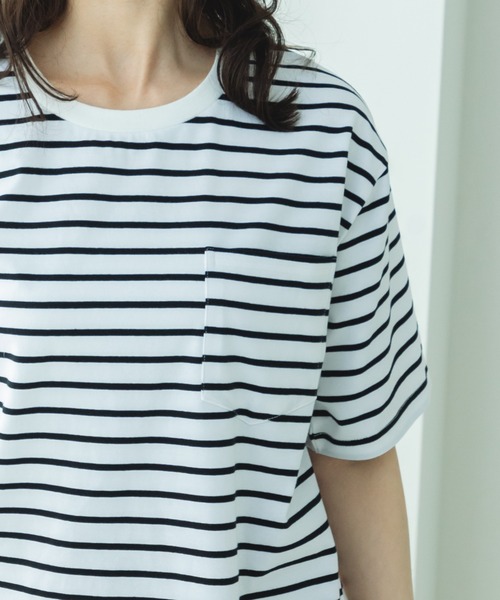 pairmanon(ペアマノン)の「【リンクコーデ】【大人ユニセックス】胸ポケット ビッグシルエット 半袖Tシャツ(Tシャツ/カットソー・レディース・オリーブ/ブラック/パープル/ライトブルー/ホワイト/ブラック系その他/ホワイト系その他/ライトピンク/ライトグリーン/ブルー/ライトベージュ・S/M/L)」の18枚目の写真