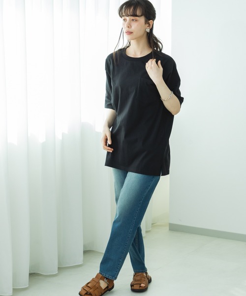 pairmanon(ペアマノン)の「【リンクコーデ】【大人ユニセックス】胸ポケット ビッグシルエット 半袖Tシャツ(Tシャツ/カットソー・レディース・オリーブ/ブラック/パープル/ライトブルー/ホワイト/ブラック系その他/ホワイト系その他/ライトピンク/ライトグリーン/ブルー/ライトベージュ・S/M/L)」の20枚目の写真