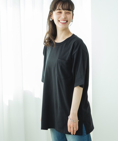 pairmanon(ペアマノン)の「【リンクコーデ】【大人ユニセックス】胸ポケット ビッグシルエット 半袖Tシャツ(Tシャツ/カットソー・レディース・オリーブ/ブラック/パープル/ライトブルー/ホワイト/ブラック系その他/ホワイト系その他/ライトピンク/ライトグリーン/ブルー/ライトベージュ・S/M/L)」の21枚目の写真