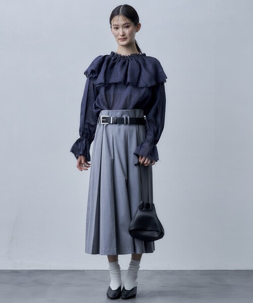 Firsthand（ファーストハンド）の「Firsthand/ファーストハンド タックプリーツフレアスカート（スカート・レディース・ブラック/チャコールグレー・MEDIUM/SMALL）」の14枚目の写真