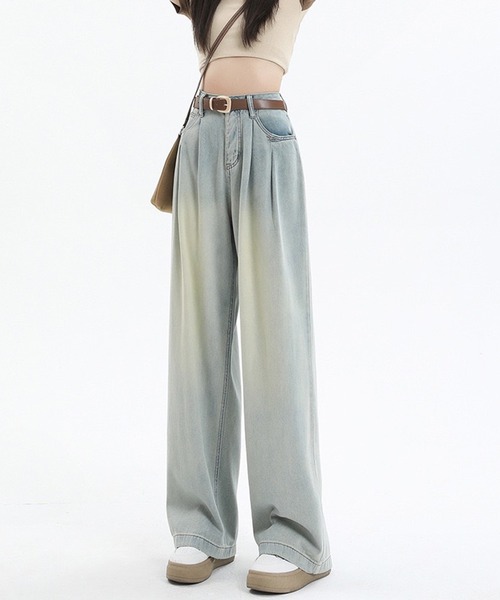 SHEPP（シープ）の「フロントウォッシュ ストレートデニム（デニムパンツ・レディース・ブルー系その他/ライトブルー/ブルー・M/L/S）」の2枚目の写真