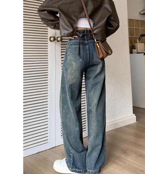 SHEPP（シープ）の「フロントウォッシュ ストレートデニム（デニムパンツ・レディース・ブルー系その他/ライトブルー/ブルー・M/L/S）」の4枚目の写真