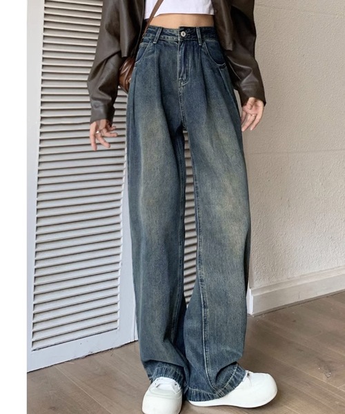 SHEPP（シープ）の「フロントウォッシュ ストレートデニム（デニムパンツ・レディース・ブルー系その他/ライトブルー/ブルー・M/L/S）」の5枚目の写真