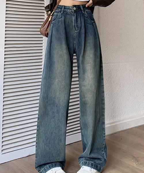 SHEPP（シープ）の「フロントウォッシュ ストレートデニム（デニムパンツ・レディース・ブルー系その他/ライトブルー/ブルー・M/L/S）」の6枚目の写真