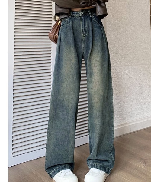 SHEPP（シープ）の「フロントウォッシュ ストレートデニム（デニムパンツ・レディース・ブルー系その他/ライトブルー/ブルー・M/L/S）」の7枚目の写真