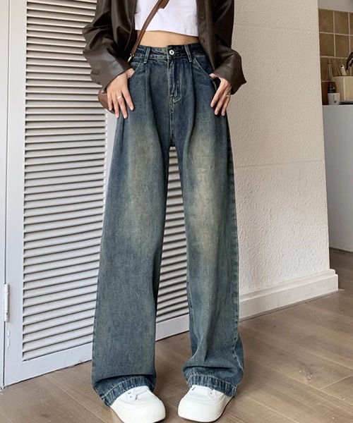 SHEPP（シープ）の「フロントウォッシュ ストレートデニム（デニムパンツ・レディース・ブルー系その他/ライトブルー/ブルー・M/L/S）」の9枚目の写真