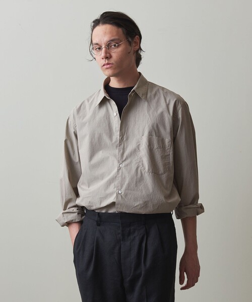 Steven Alan（スティーブンアラン）の「＜Steven Alan＞ 60/- コンパクトヤーン ストライプ レギュラーカラー シャツ -LOOSE（シャツ/ブラウス・メンズ・グレー/ブラウン・S/M/L/XL）」の3枚目の写真