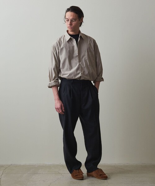 Steven Alan（スティーブンアラン）の「＜Steven Alan＞ 60/- コンパクトヤーン ストライプ レギュラーカラー シャツ -LOOSE（シャツ/ブラウス・メンズ・グレー/ブラウン・S/M/L/XL）」の5枚目の写真