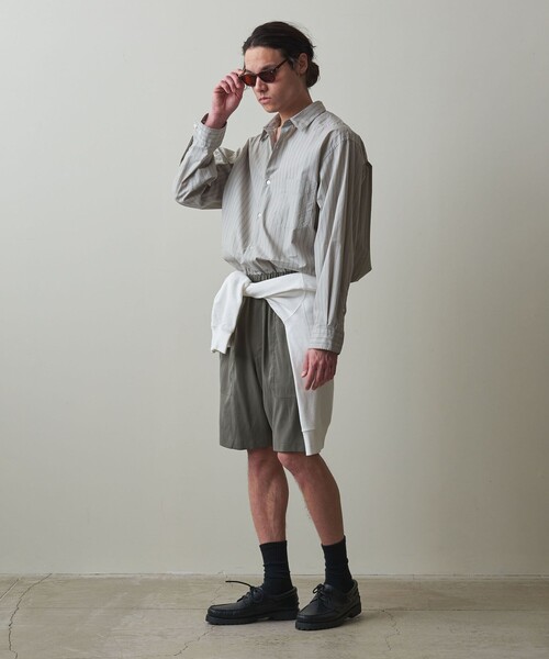 Steven Alan（スティーブンアラン）の「＜Steven Alan＞ 60/- コンパクトヤーン ストライプ レギュラーカラー シャツ -LOOSE（シャツ/ブラウス・メンズ・グレー/ブラウン・S/M/L/XL）」の8枚目の写真