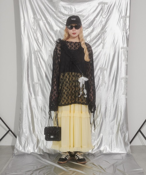 WC（ダブル シー）の「ドロストデザインレーストップス（Tシャツ/カットソー・レディース・ホワイト/ブラック・FREE）」の7枚目の写真