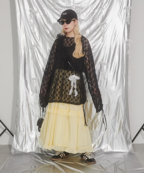 WC（ダブル シー）の「ドロストデザインレーストップス（Tシャツ/カットソー・レディース・ホワイト/ブラック・FREE）」の8枚目の写真