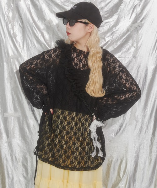 WC（ダブル シー）の「ドロストデザインレーストップス（Tシャツ/カットソー・レディース・ホワイト/ブラック・FREE）」の9枚目の写真