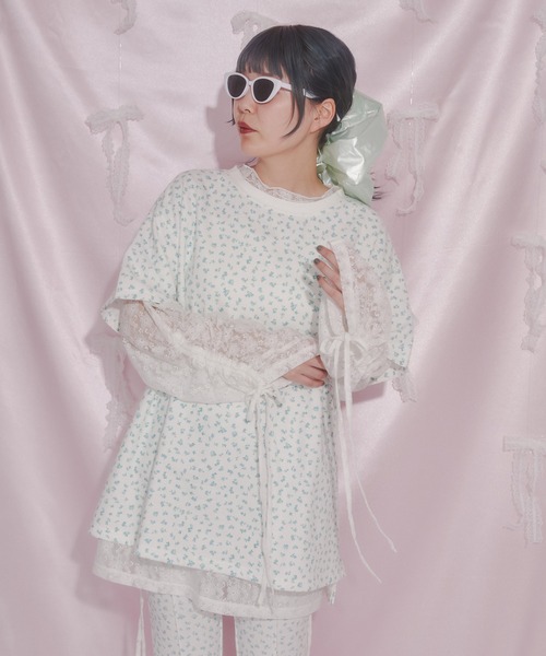 WC（ダブル シー）の「ドロストデザインレーストップス（Tシャツ/カットソー・レディース・ホワイト/ブラック・FREE）」の6枚目の写真