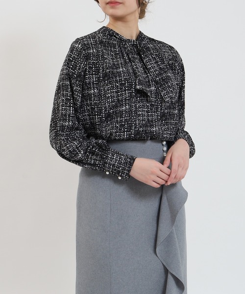 TRUDEA(トルディア)の「ツイード柄ブラウス(シャツ/ブラウス・レディース・ブラック/ホワイト・MEDIUM/LARGE)」の12枚目の写真