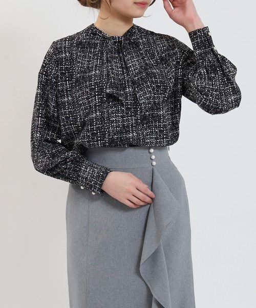 TRUDEA(トルディア)の「ツイード柄ブラウス(シャツ/ブラウス・レディース・ブラック/ホワイト・MEDIUM/LARGE)」の13枚目の写真